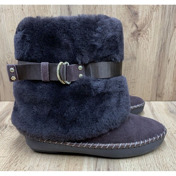 Jessica Simpson Women's Micro Suede Boot Bootie Slippers Fur Lining Brown Size 9 - Picture 2 of 16